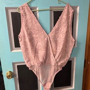 Elegant Pink Lace Bodysuit